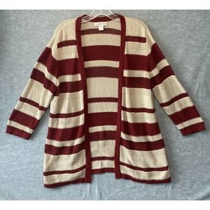 Christopher & Banks Womens XL Sweater Loose Knit Open Cardigan Striped Laganlook